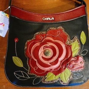 NWT Chala Crescent Red Rose Crossbody